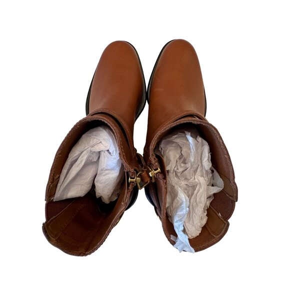 Franco Sarto Elese Leather Boots Size 6 EU 36 Cognac Ankle High Buckle Zip NWOB - Picture 11 of 11